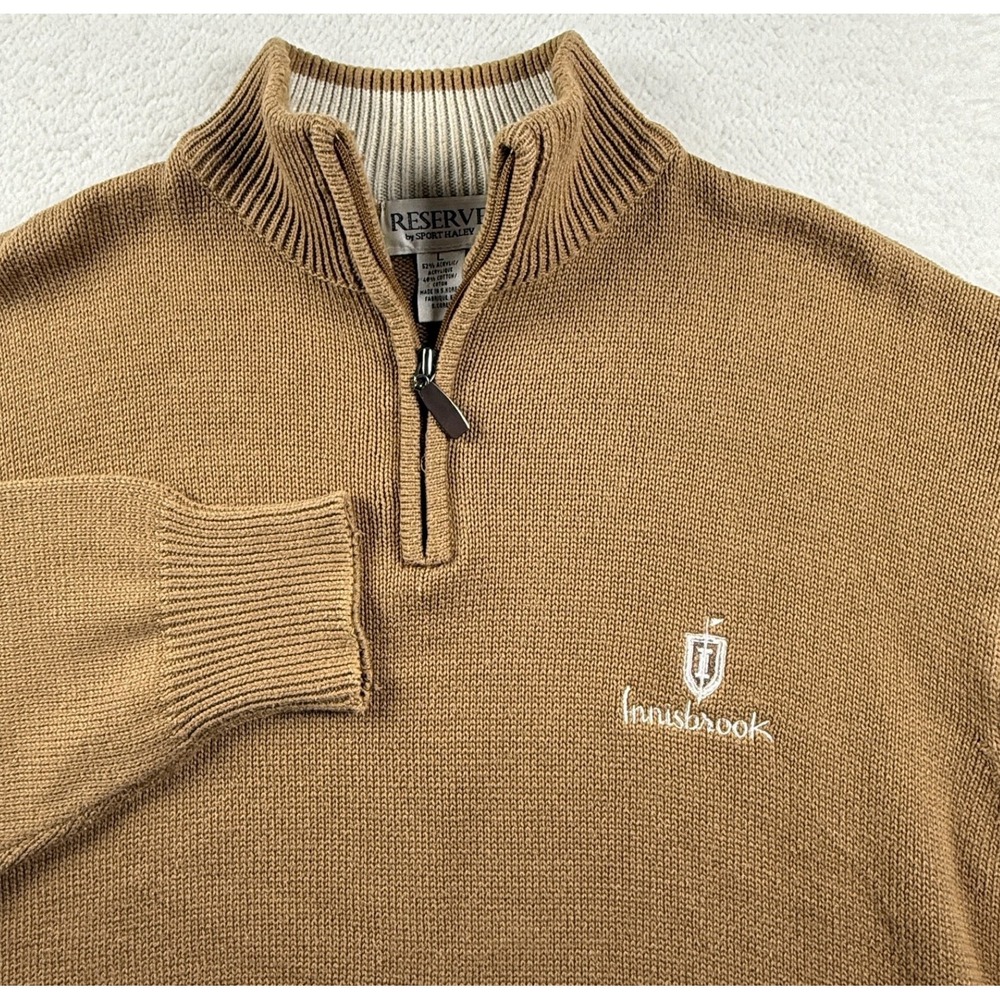 Reserve By Sport Haley Golf Sweater‎ Mens L Brown Quarter Zip Innisbrook Resort